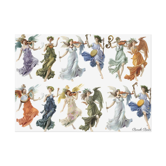 Ethereal Greek Goddesses: Classical Artwork featuring Nine Unique Deities - Poster