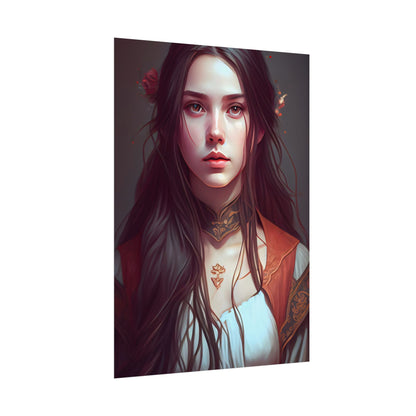 Sophisticated Female Portrait: Brown Hair Artwork in Focus - Poster