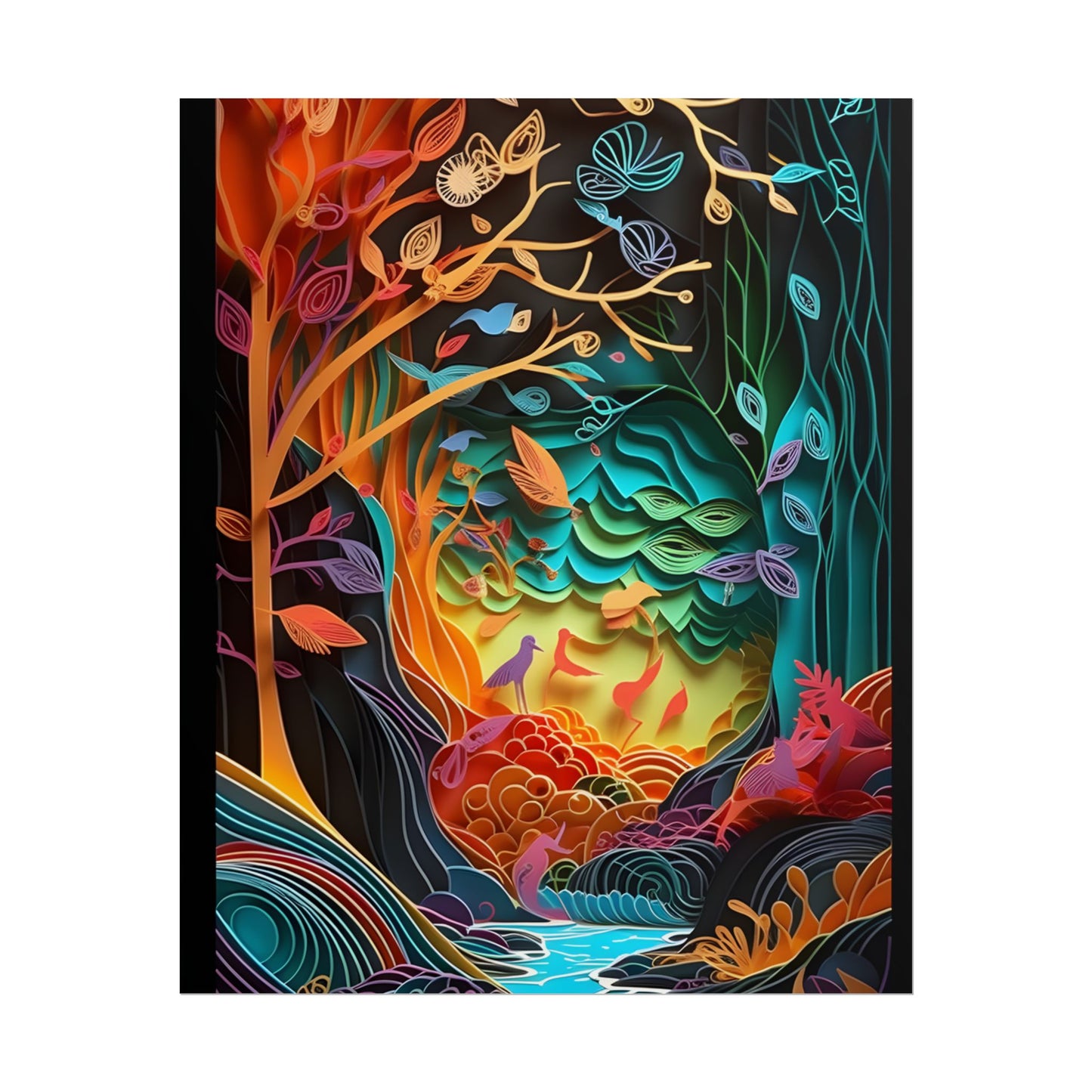 Peaceful Island Oasis: Paper Quilling Landscape Art - Poster