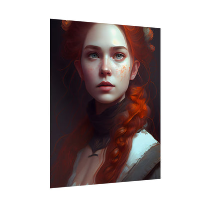 Astonishing Redhead Portrait: Elegant Young Woman in Dress - Poster