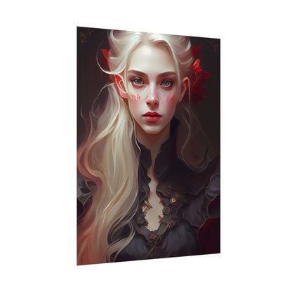Beautiful Blonde Portrait: A Stunning Female in Black Top - Poster