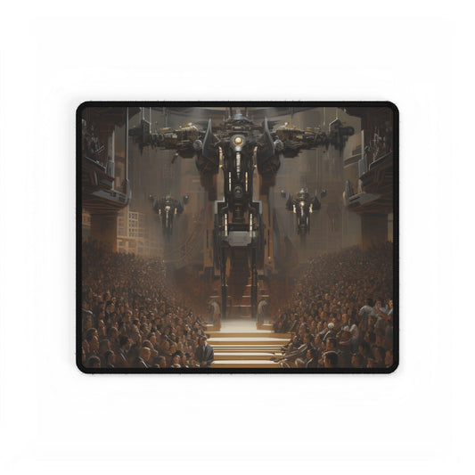 Robot Symphony: Elevated View of Robot Orchestra - Desk Mat