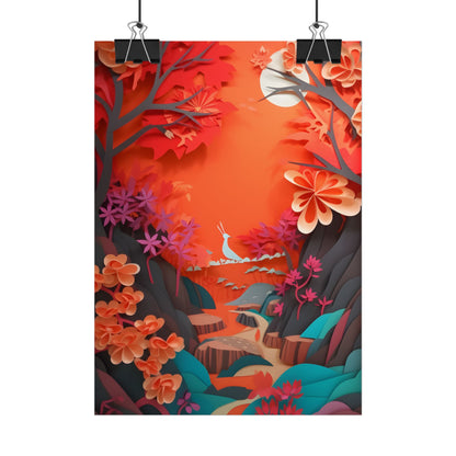 Vibrant European Landscape: Colorful Paper Quilling Art - Poster