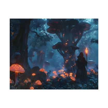 Mystical Forest Encounter: Vibrant Witch Artwork - Poster