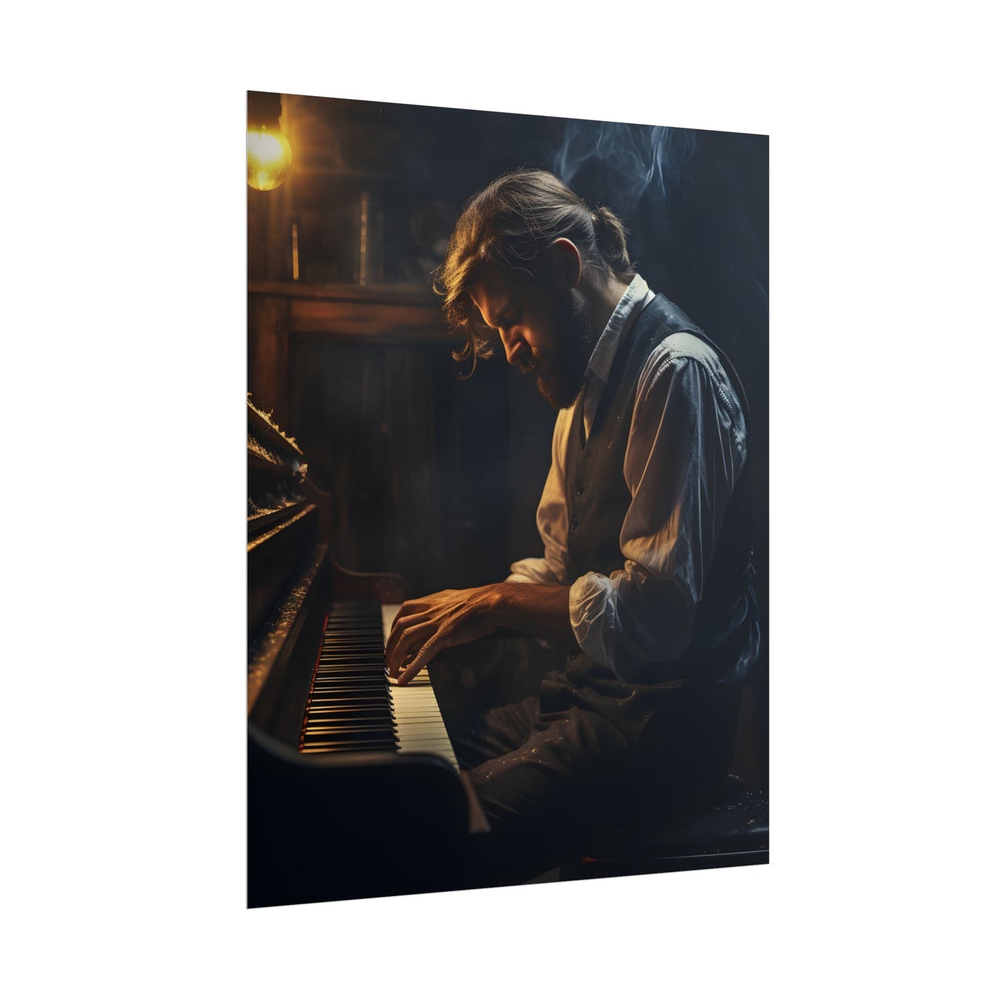 Mysterious Piano Maestro: Musical Artwork - Poster