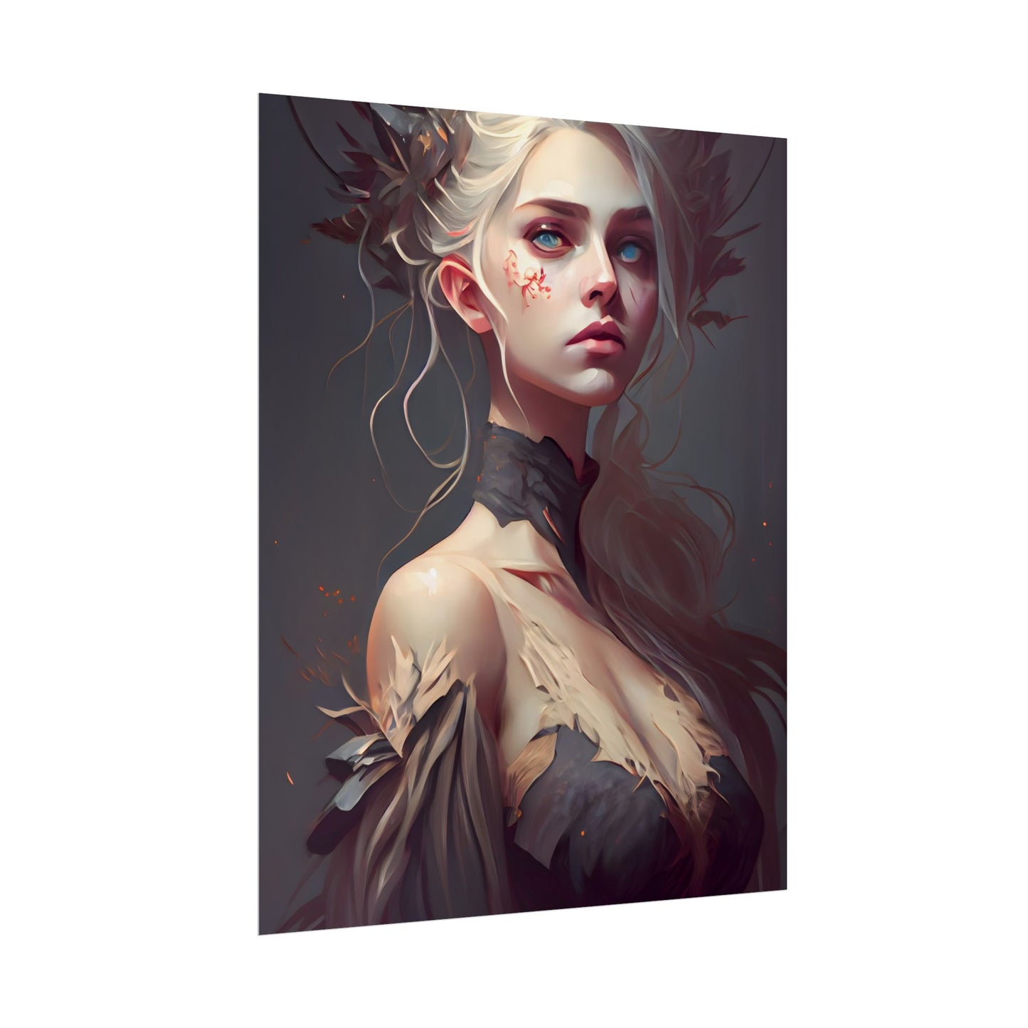 Elegant Blonde Portrait: Outdoor Woman in Dress - Poster
