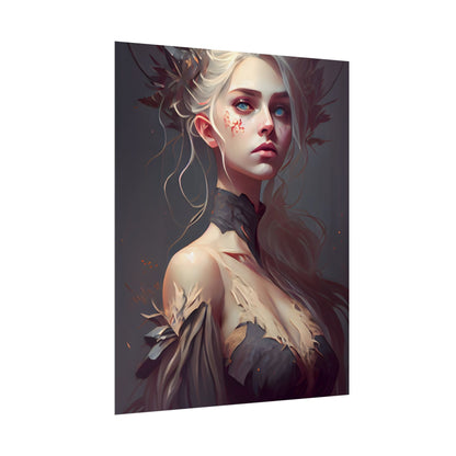 Elegant Blonde Portrait: Outdoor Woman in Dress - Poster