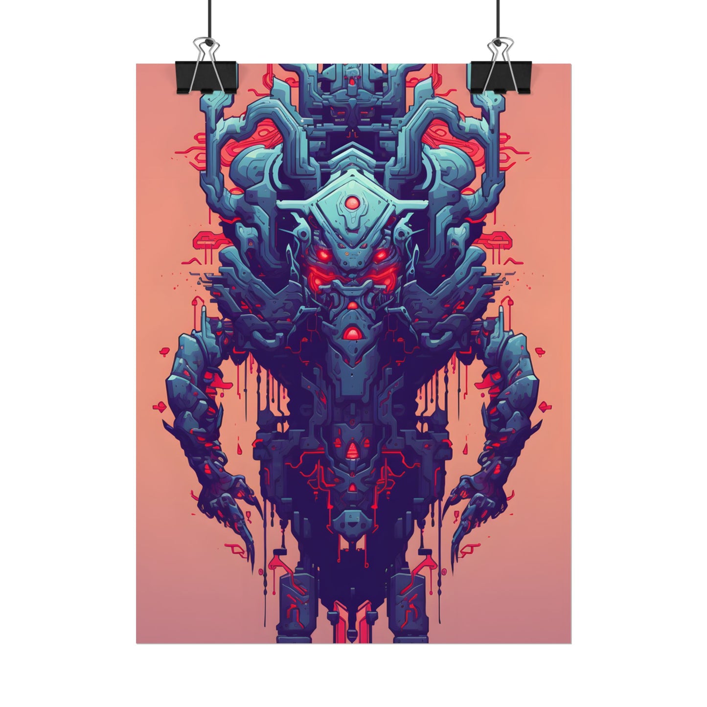 Neon Pixel Pets: Cyberpunk Synthwave Digital Art - Poster