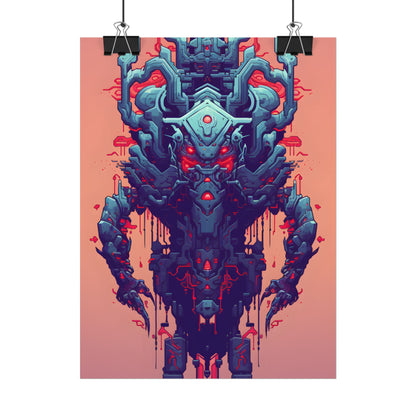Neon Pixel Pets: Cyberpunk Synthwave Digital Art - Poster