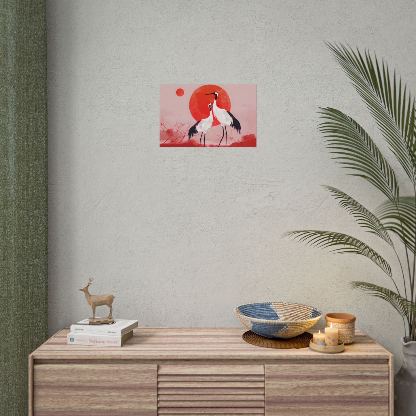 Peaceful Crane Sanctuary: Serene Landscape Nature Art - Poster