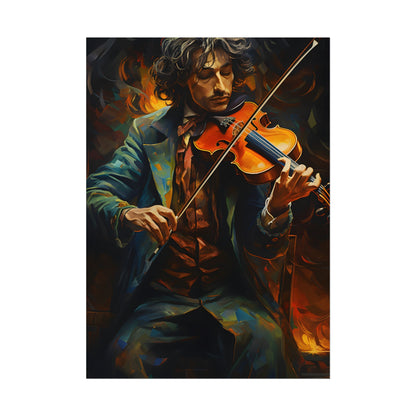 Mysterious Musician at Piano: Moody Portrait - Poster