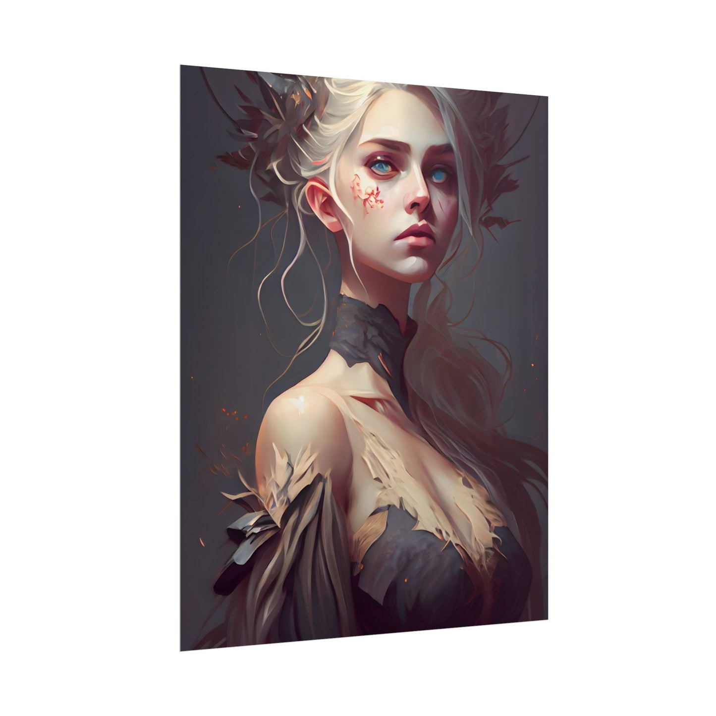 Elegant Blonde Portrait: Outdoor Woman in Dress - Poster