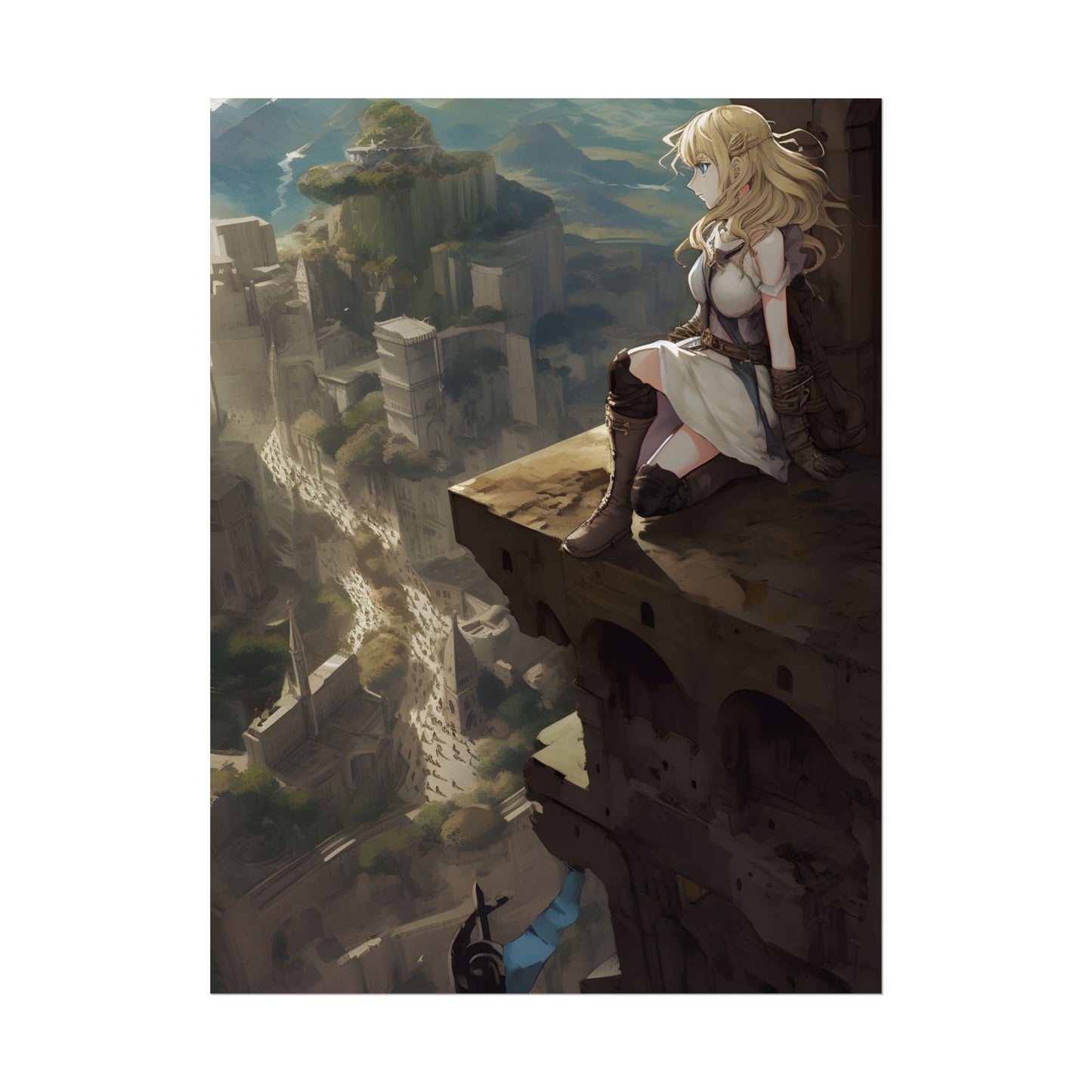 Dramatic Anime Female Portrait: Exclusive Artwork - Poster