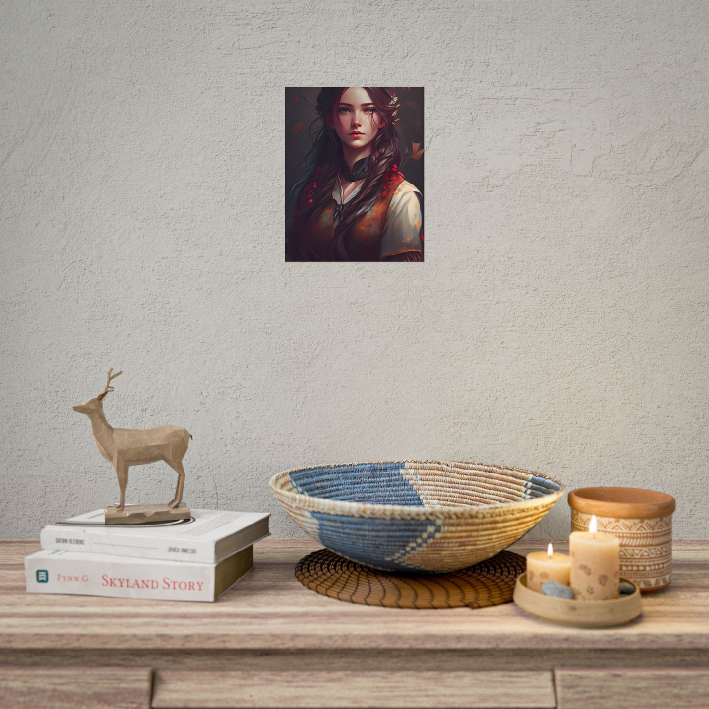 Vibrant Portrait: Brown Hair, Green Eyes Artwork - Poster