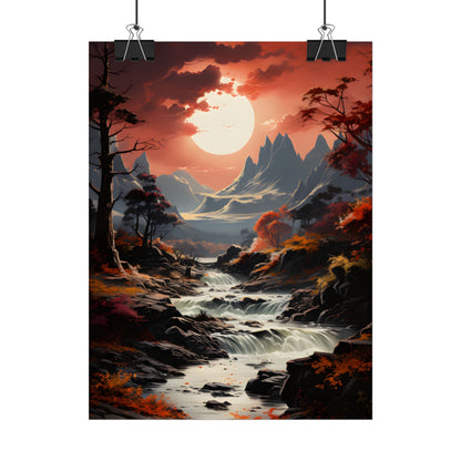 Breathtaking Waterfall Oil Painting: A Realistic Artwork - Poster
