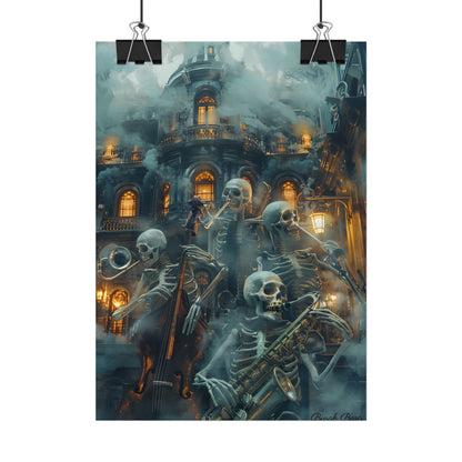 Victorian Lowbrow Skeleton Jazz Band: Dark Artwork - Poster