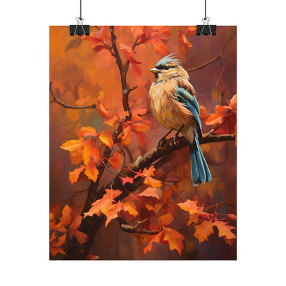 Vibrant Oak Branch: Colorful Oil Painting Artwork - Poster