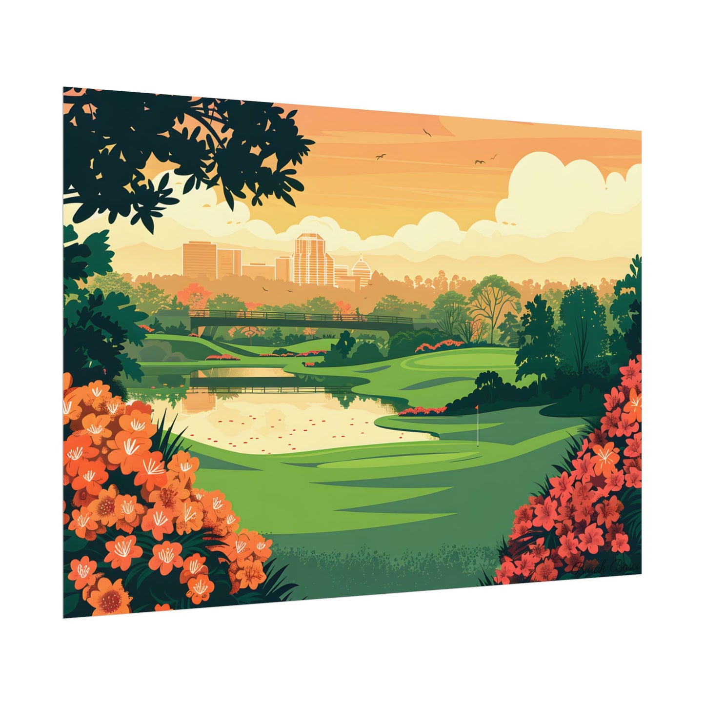 Retro Golf Illustration: Augusta National Georgia - Poster
