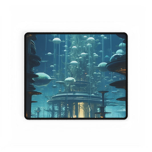 Underwater City of Tomorrow: Futuristic Urban Landscape Art - Desk Mat
