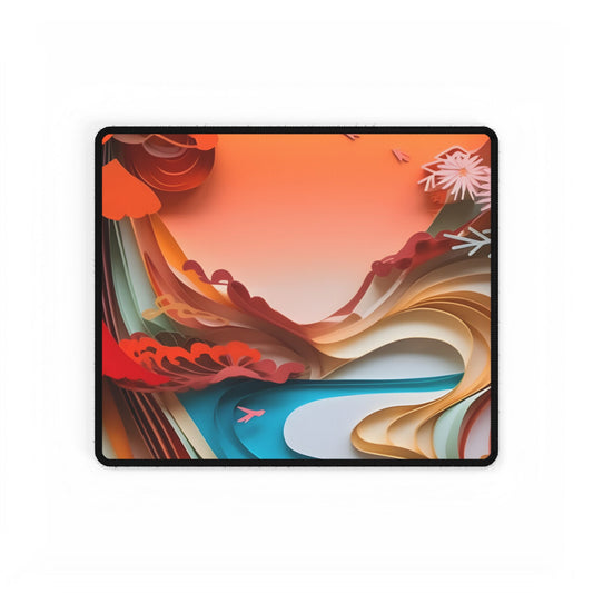 Eye-Catching Paper Quilling Japanese Landscape: Serene Natural Artwork - Desk Mat