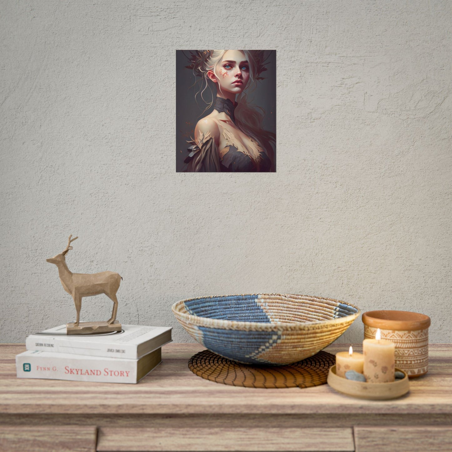 Elegant Blonde Portrait: Outdoor Woman in Dress - Poster