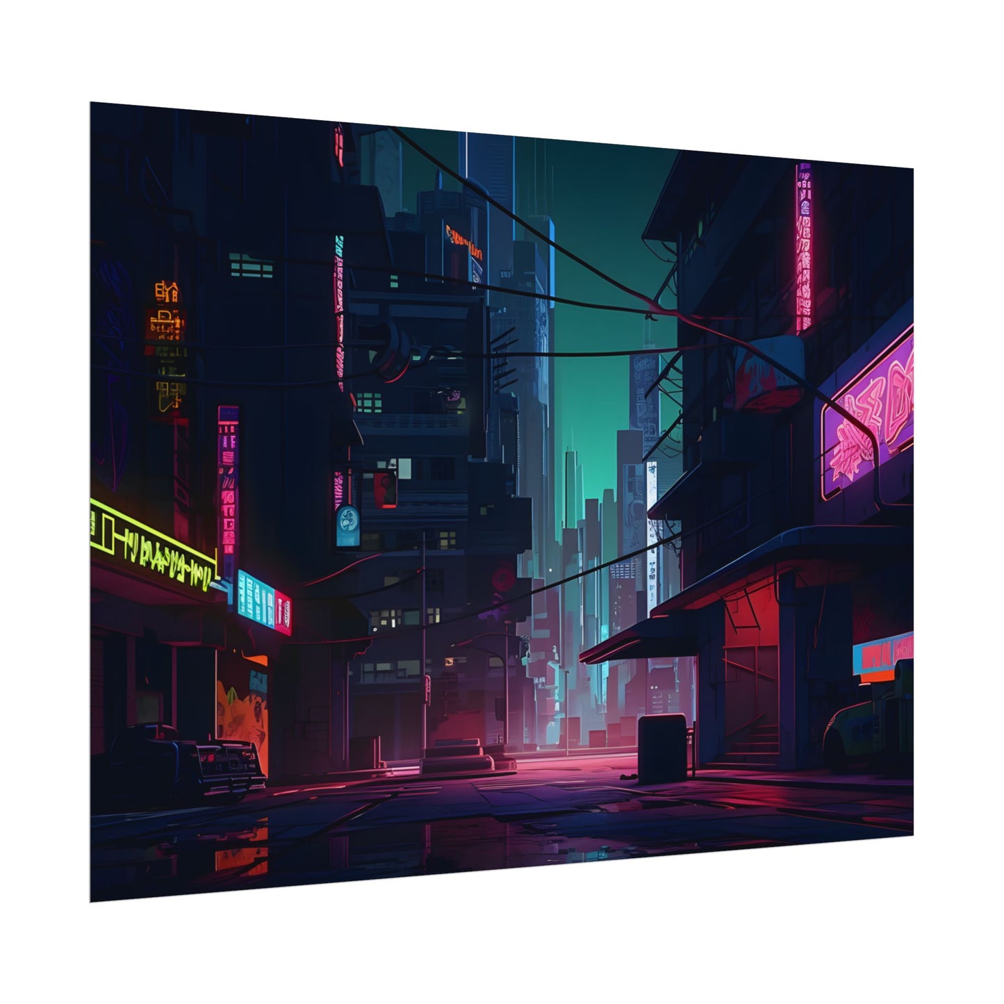 Nightfall in Neo-City: A Melancholic Cyberpunk Scene - Poster
