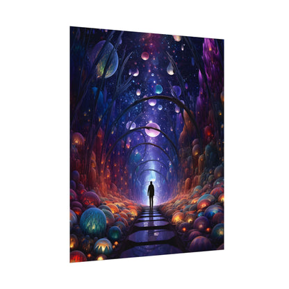 Celestial Art Gallery: Indoor Space with Starry Canvas - Poster