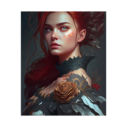 Stunning Redhead in Formal Dress: Elegant Portrait - Poster