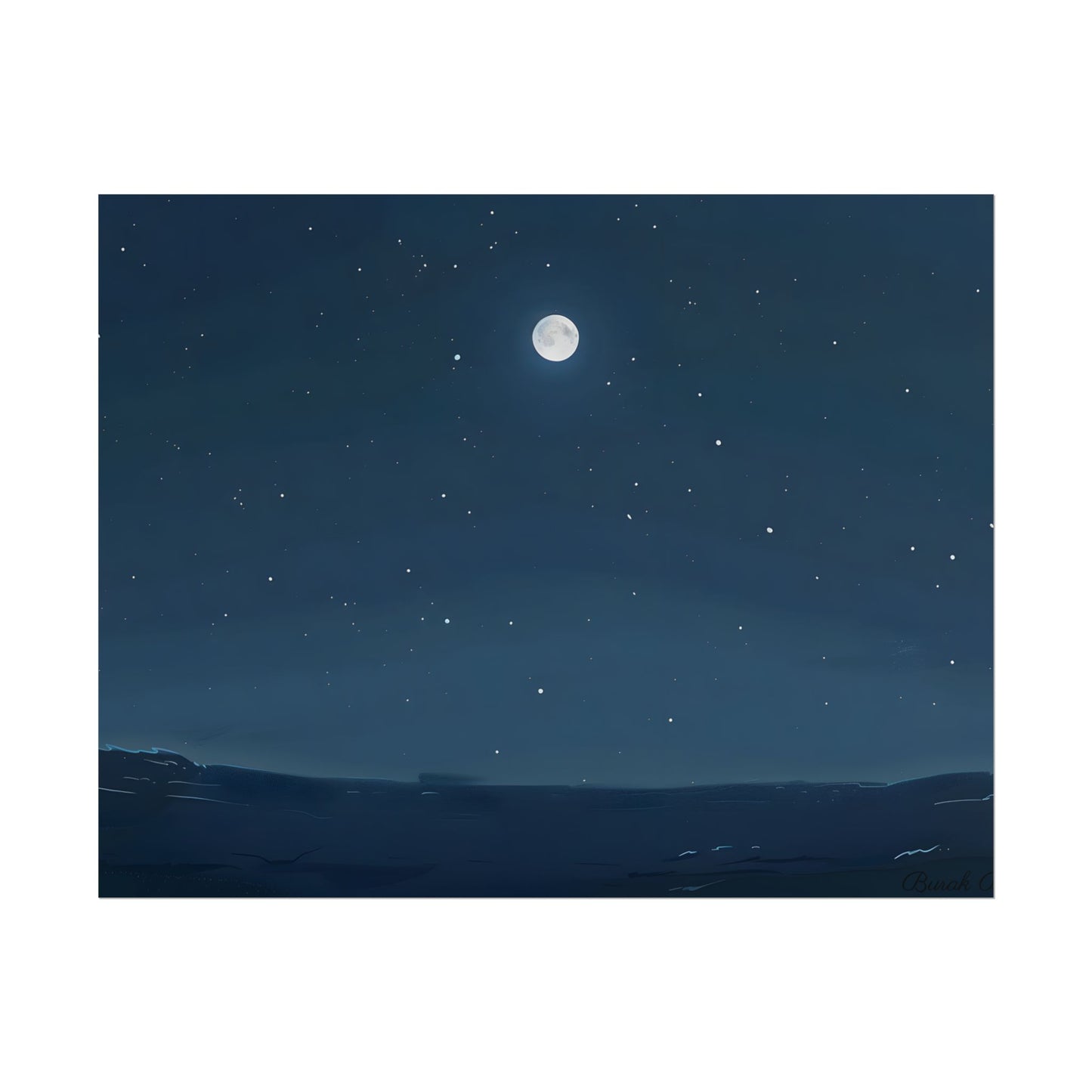 Starry Night Sky: Minimalist Beauty in Blue - Poster