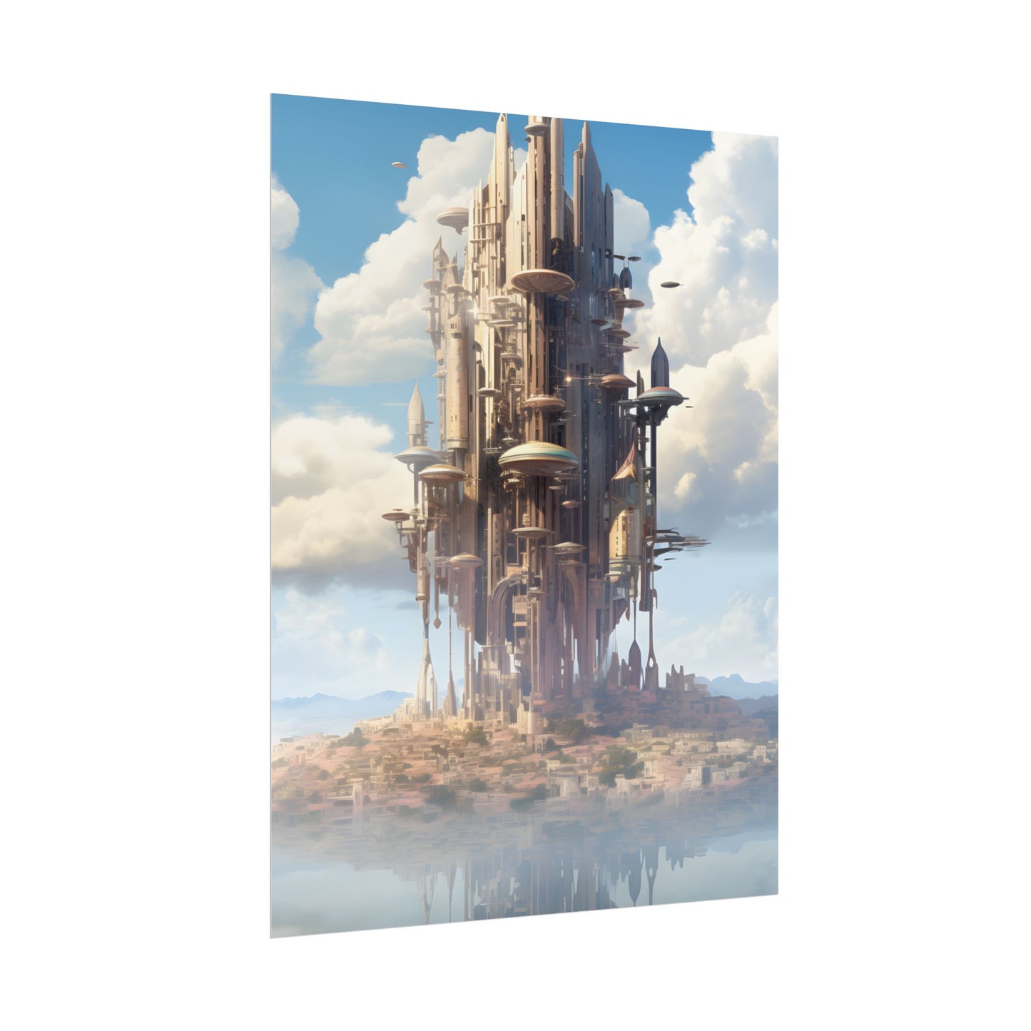 Breathtaking Floating Cityscape: Columbia 6 Digital Art - Poster