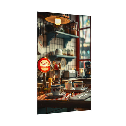 Retro Warmth: Cozy Lukes Diner Coffee Scene Art - Poster