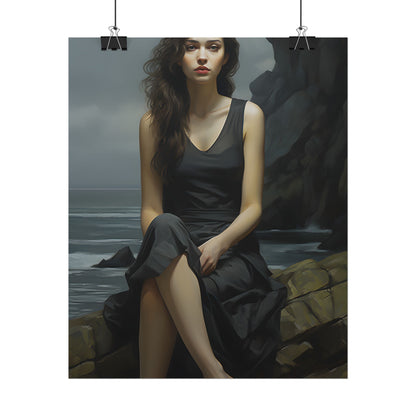 Serene Face with Glasses: Neutral Expression Art - Poster