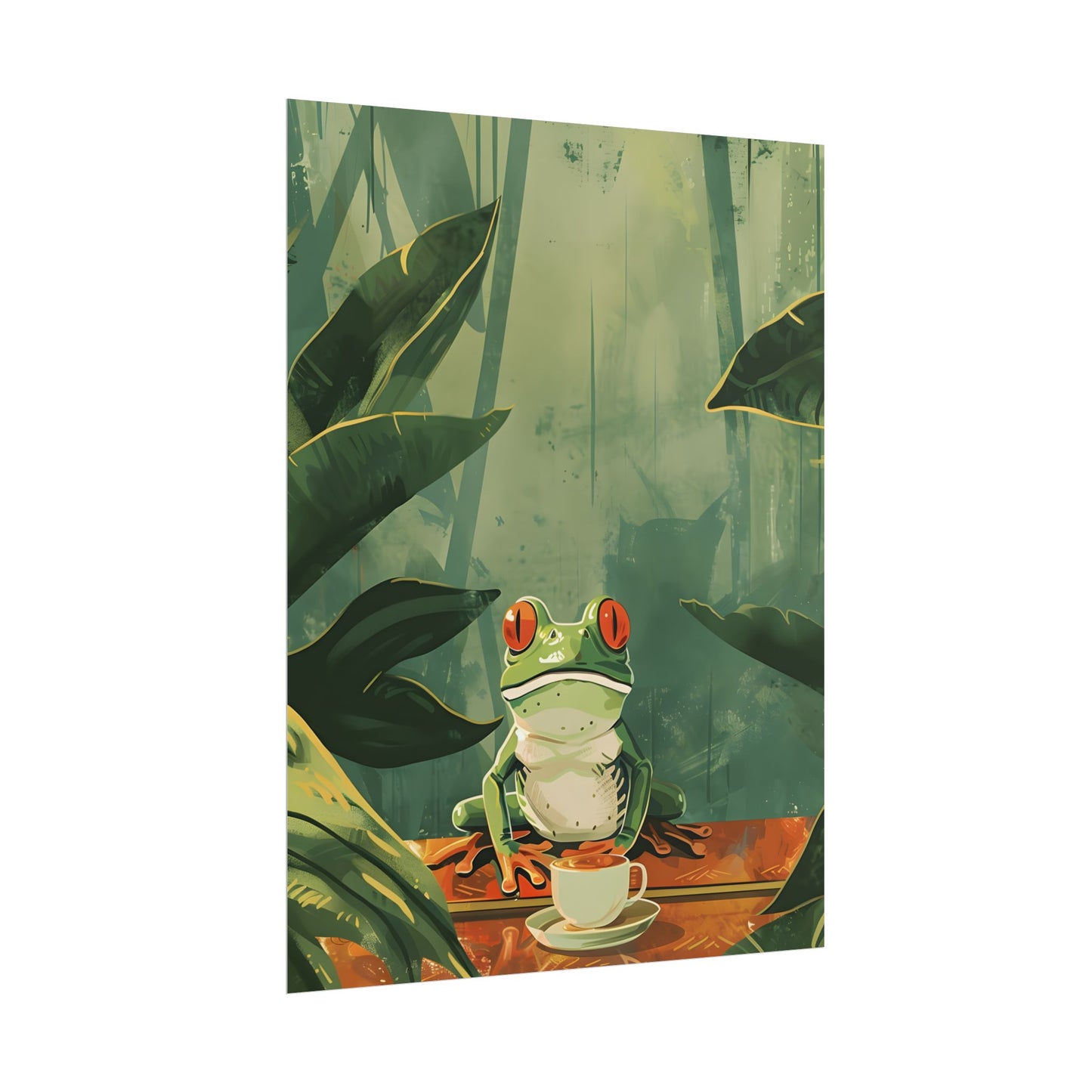 Whimsical Frog Illustration: Tree Branch Artwork - Poster