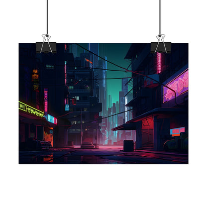 Nightfall in Neo-City: A Melancholic Cyberpunk Scene - Poster