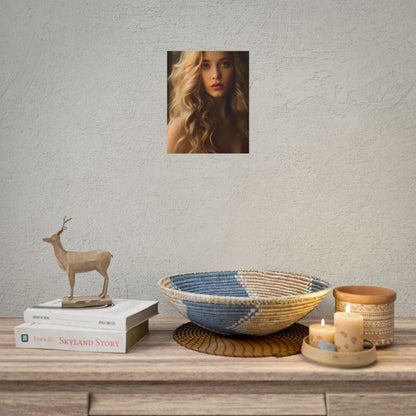 Modern Beauty: Young Blonde Woman in a Short-Sleeved Dress - Poster