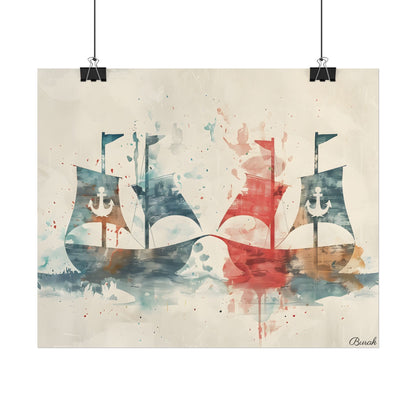 Vintage Nautical Flags: Antique Maritime Heraldry Illustration - Poster