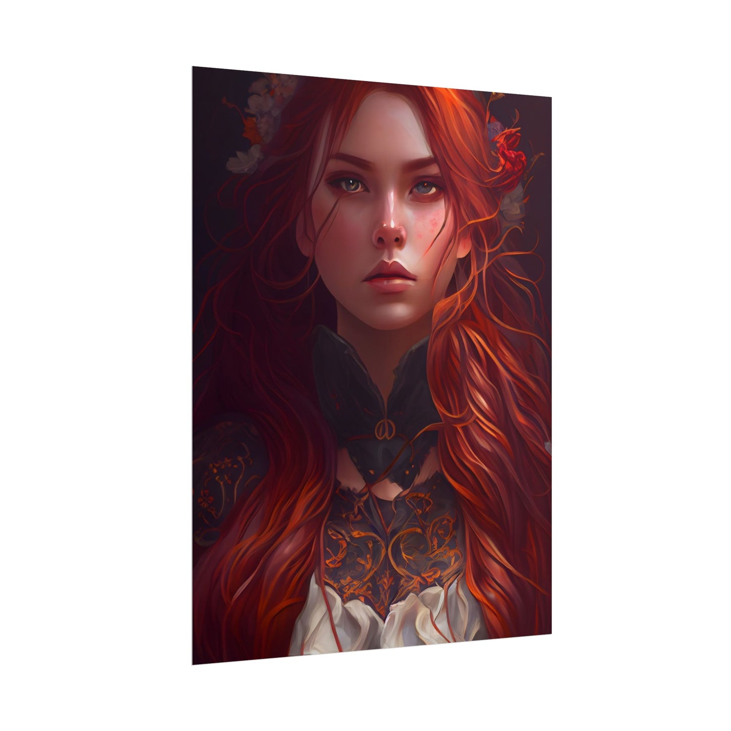 Redhead Female Portrait in a Dress - Poster
