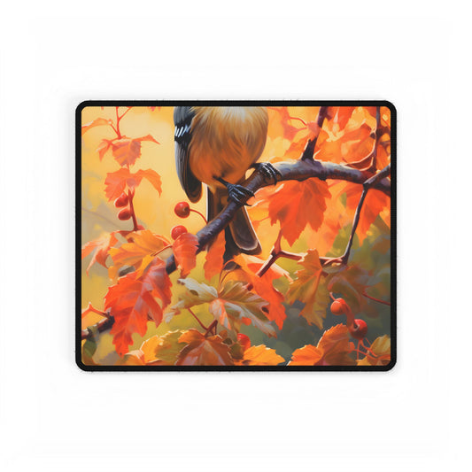 Vibrant Oak Branch: Oil Painting of Nature's Serenity - Desk Mat