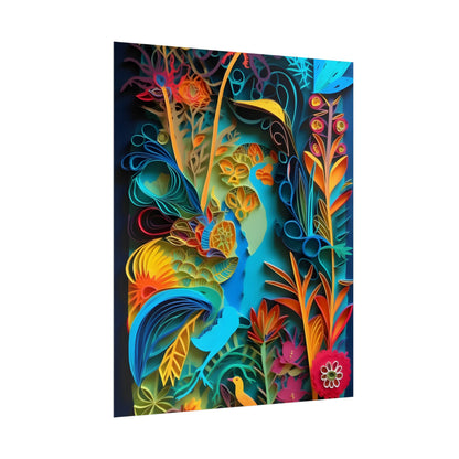 Indian Quilled Landscape: Colorful Paper Art - Poster