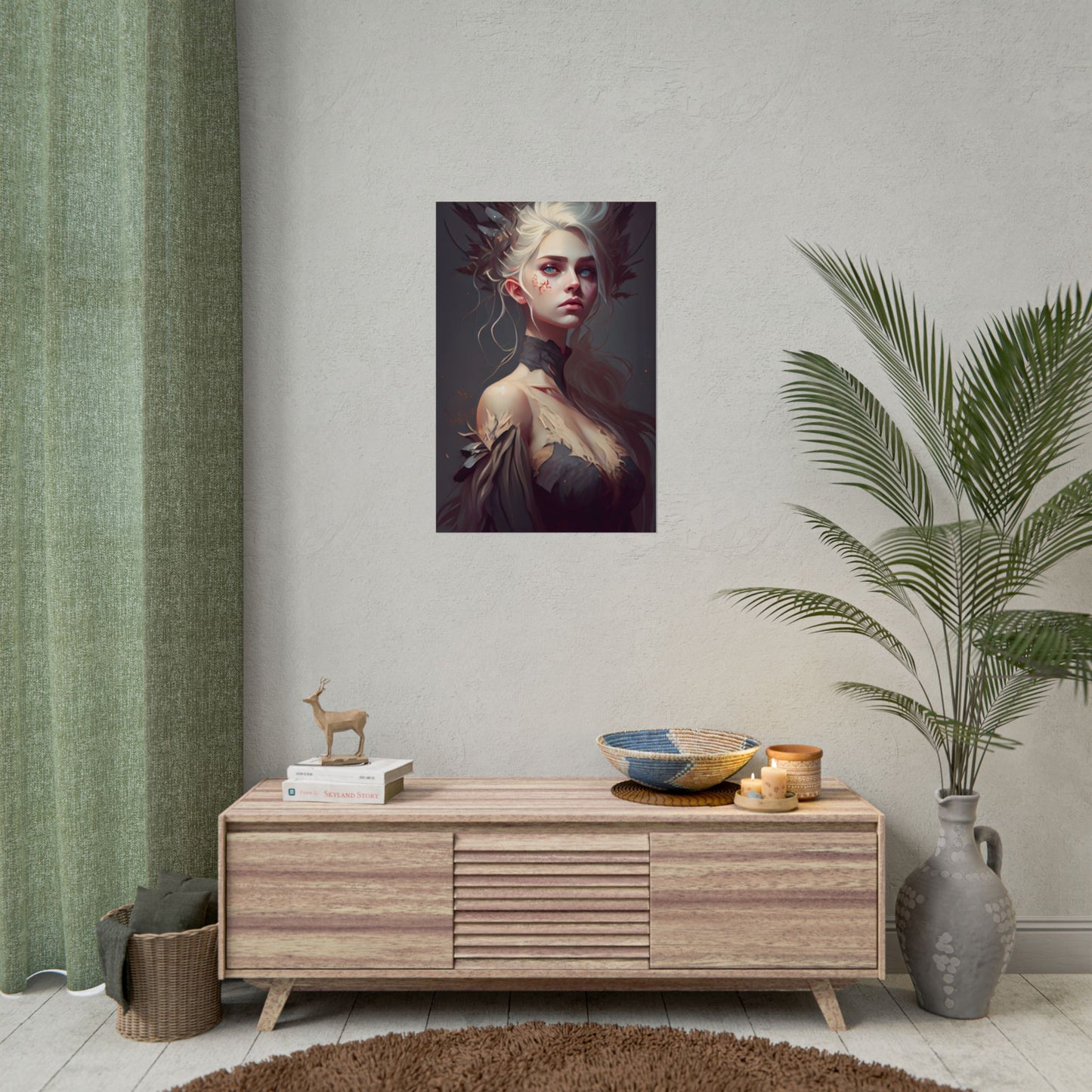 Elegant Blonde Portrait: Outdoor Woman in Dress - Poster
