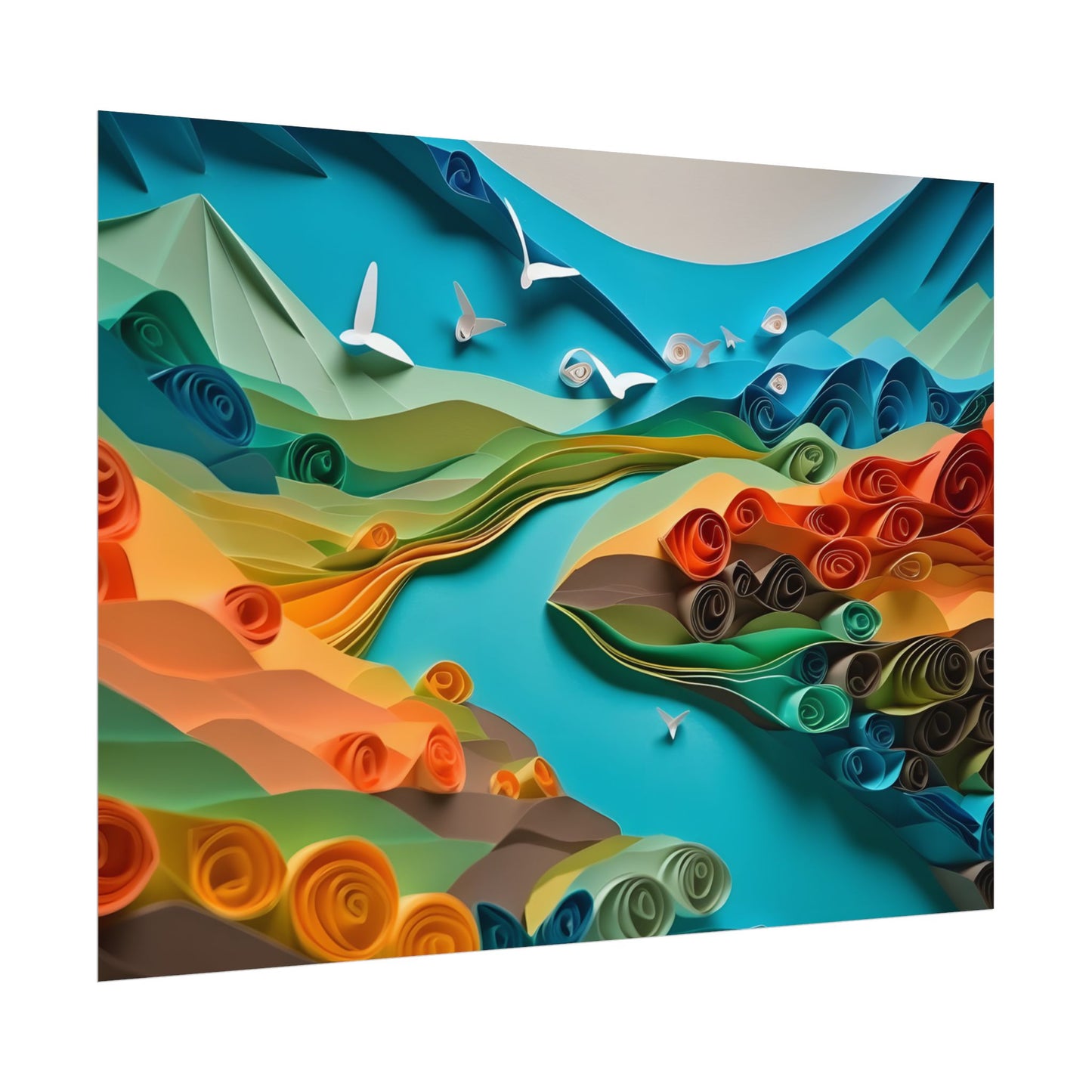 Magical Beach Paradise: Peaceful Paper Quilling Art - Poster
