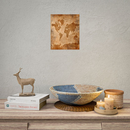 Vintage World Map: Artistic Cartography on Canvas - Poster