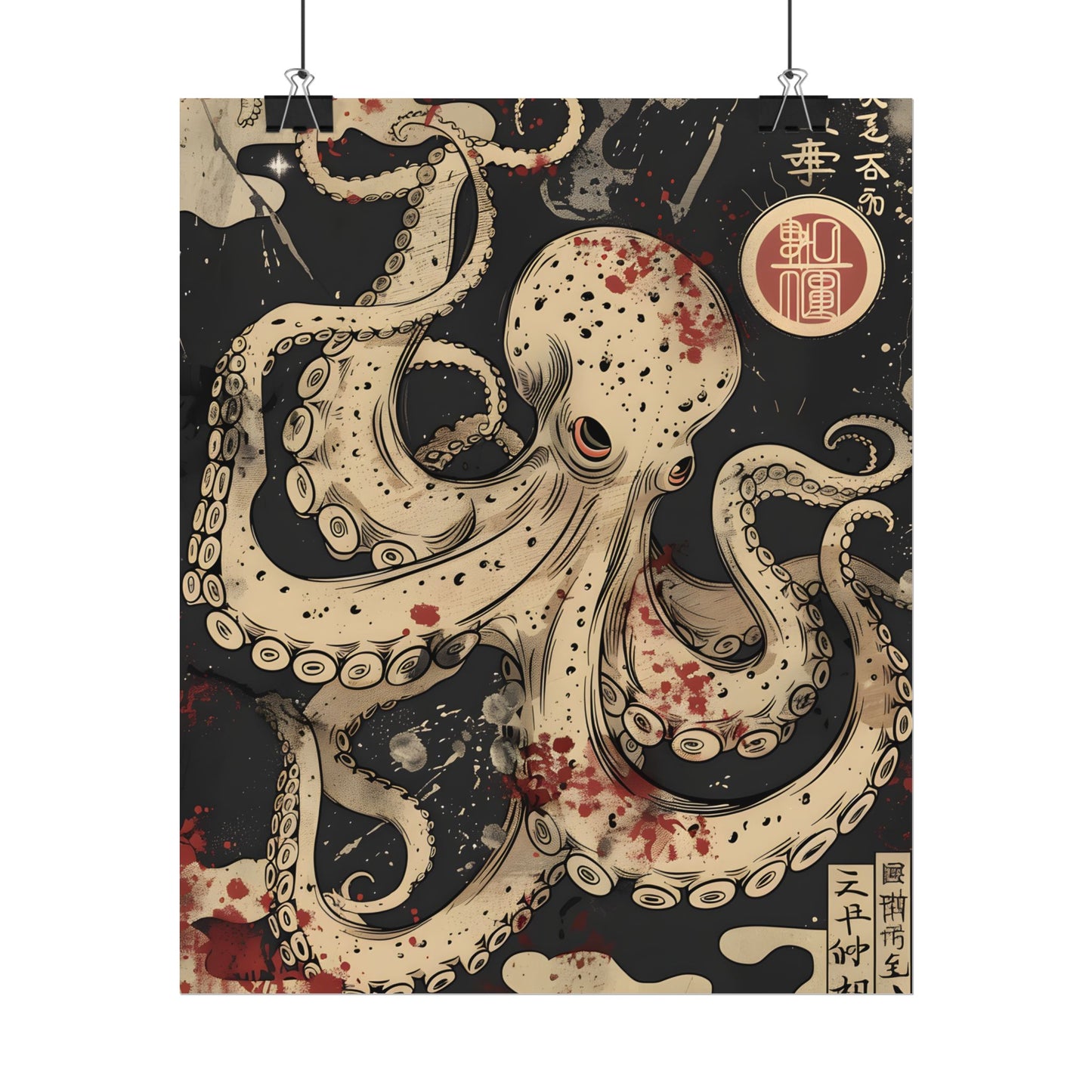 Stylized Japanese Octopus: Minimal Artwork - Poster