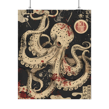 Stylized Japanese Octopus: Minimal Artwork - Poster