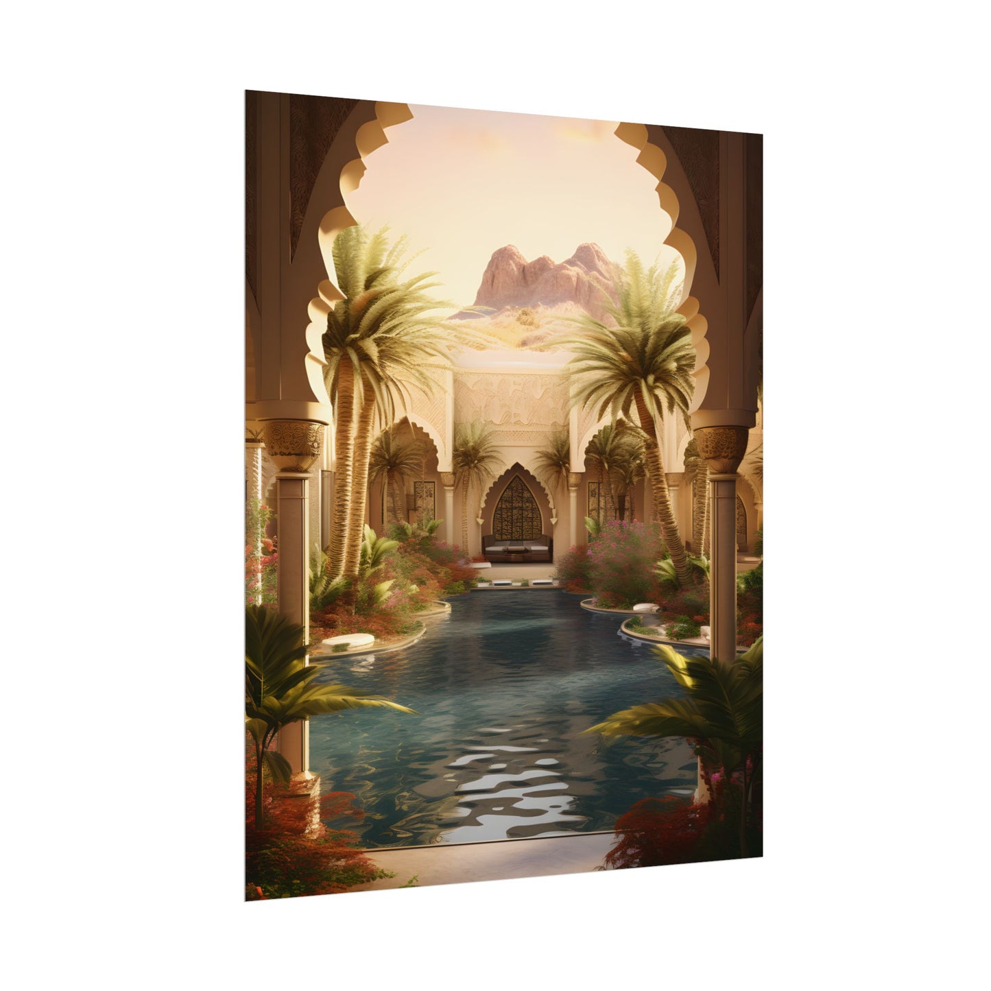 Serene Desert Oasis Art: Arabian Nights-Inspired Print - Poster