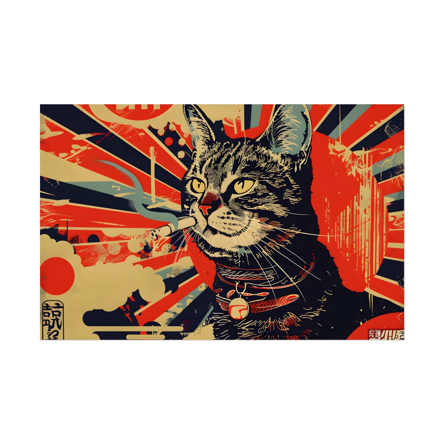 Whimsical Urban Wildlife: Cat Art in a Bolstered Setting - Poster