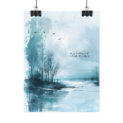 Serene Landscape: A Peaceful Nature Scene with Inspirational Quote - Poster