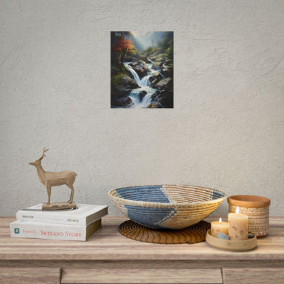 Breathtaking Waterfall: Oil Painting Masterpiece - Poster