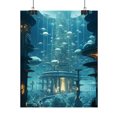 Underwater City of Tomorrow: Futuristic Urban Landscape Art - Poster