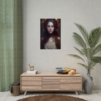 Brown Hair Female Portrait: Artistic Style Digital Art - Poster